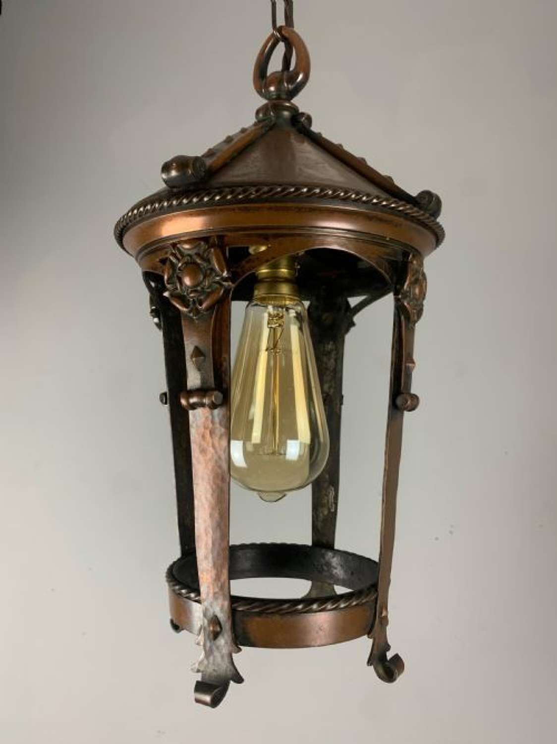 Arts & Crafts Copper Pendant Lantern