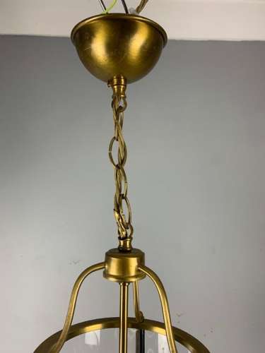 French Gilt Brass Triple Light Antique Lantern, Rewired