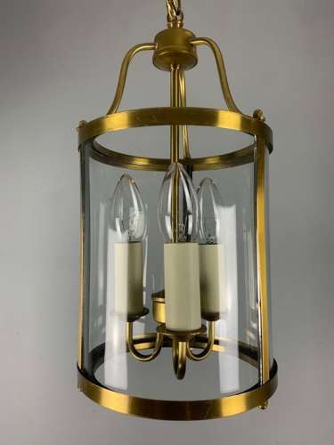 French Gilt Brass Triple Light Antique Lantern, Rewired