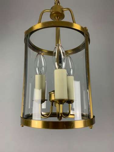 French Gilt Brass Triple Light Antique Lantern, Rewired