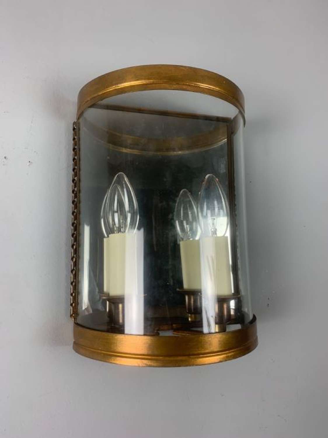 French Single Toleware Convex Half Antique Lantern Wall Light