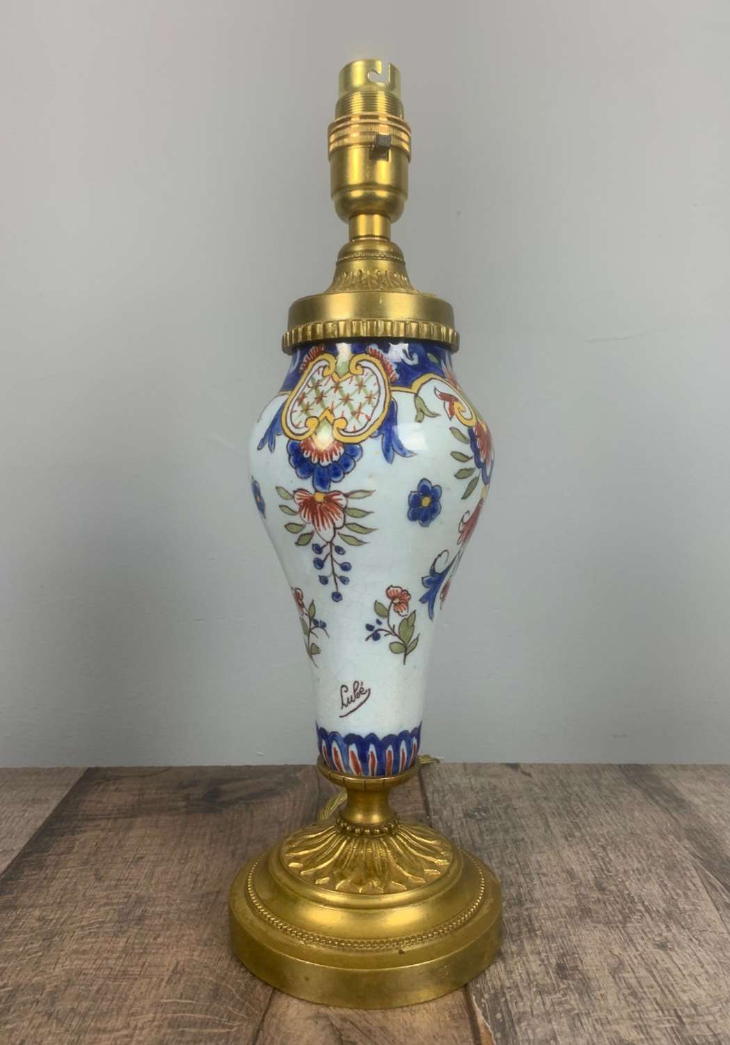 Small Signed French Antique Table Lamp