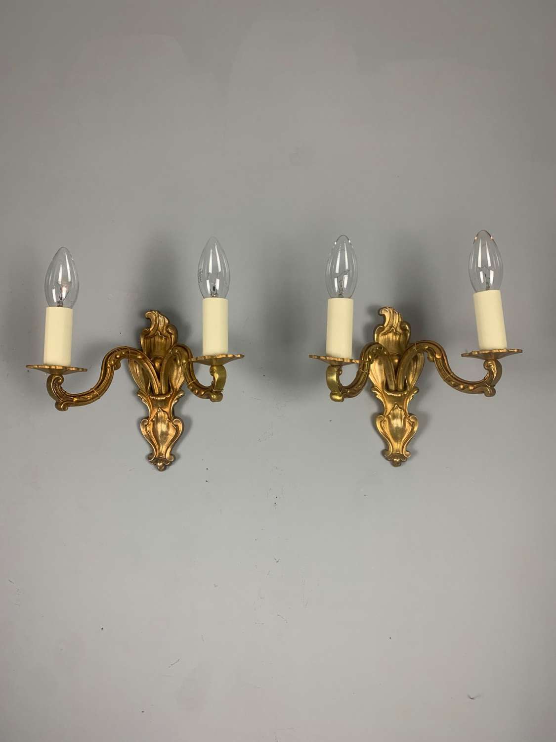 French Gilded Twin Arm Antique Wall Lights
