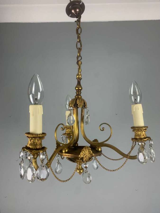 French 3 Light Antique Chandelier