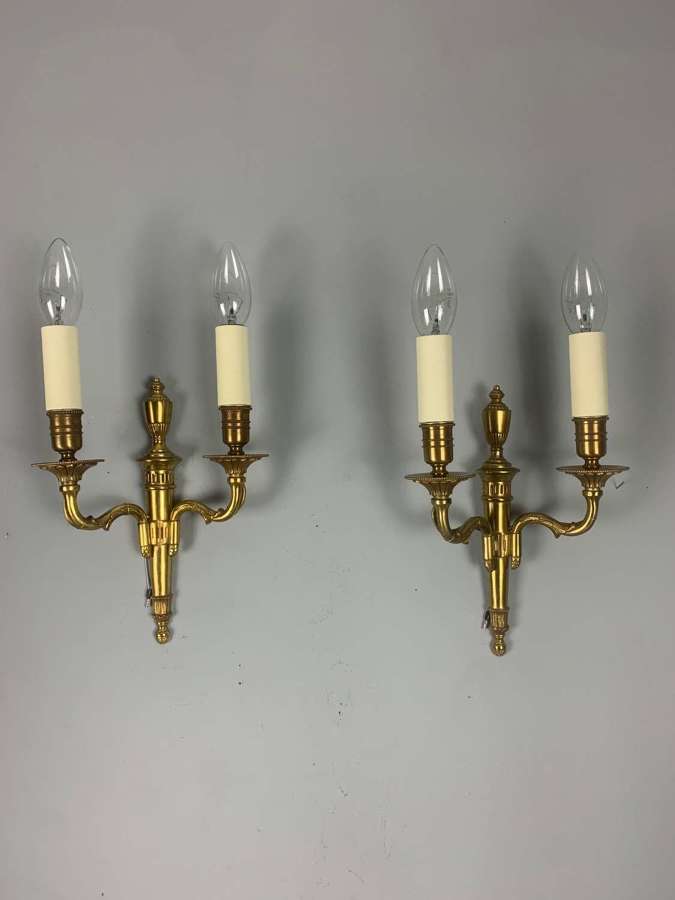 Small Pair Of French Brass Antique Wall Lights