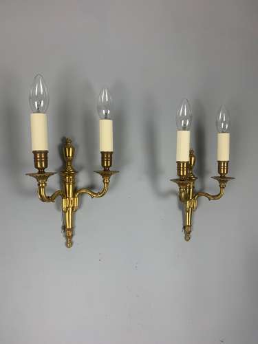 Small Pair Of French Brass Antique Wall Lights
