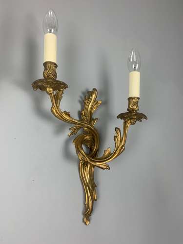 Pair Of French Gilt Brass Antique Wall Lights