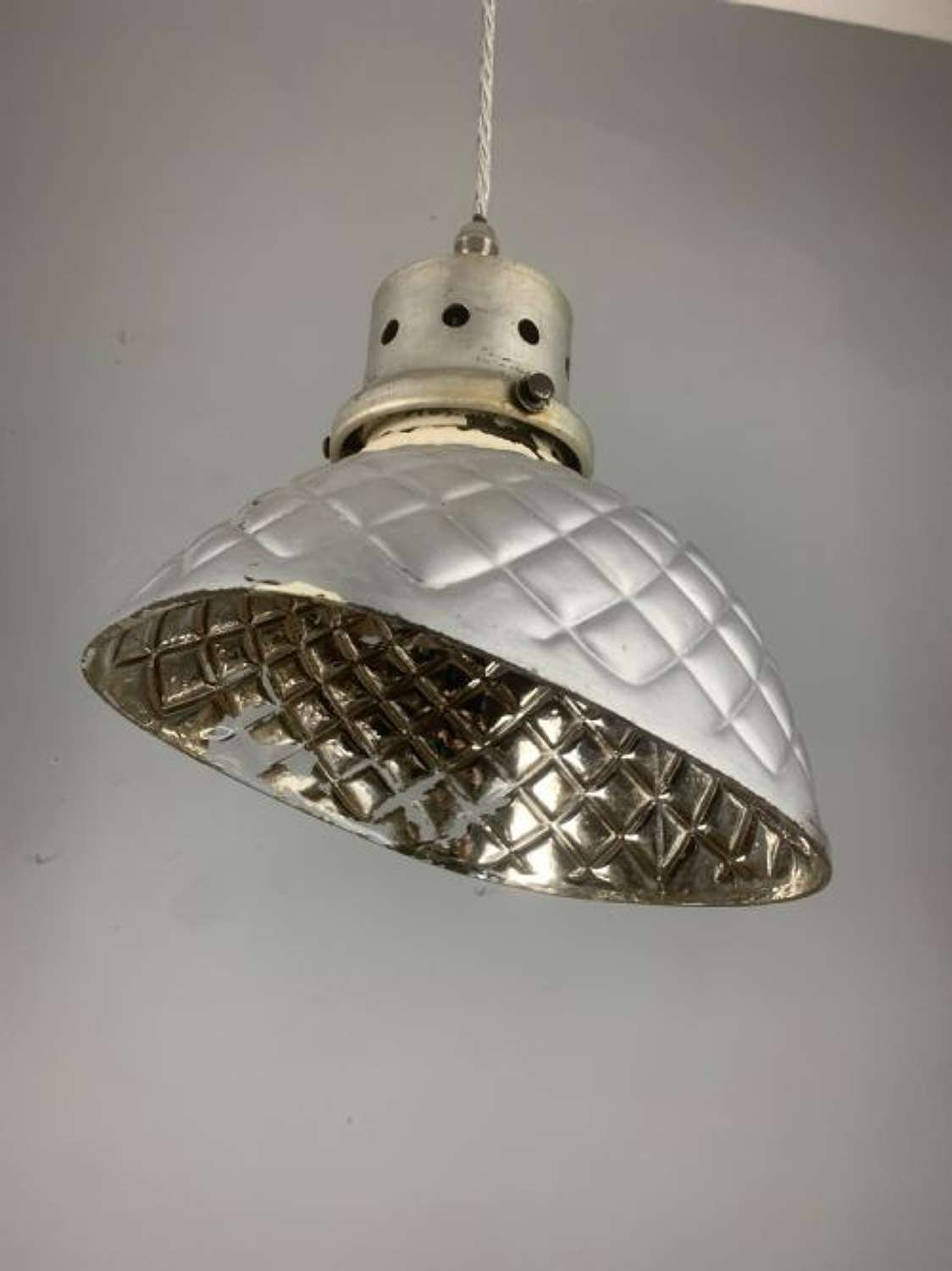 Gecoray 1930s Industrial Mercury Pendant Ceiling Light, Original Shade