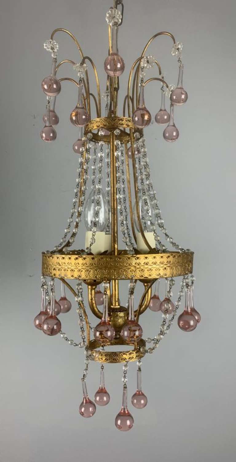 Italian Florentine Antique 3 Light Chandelier