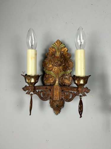Pair of American Cast Iron Polychrome Antique Wall Lights