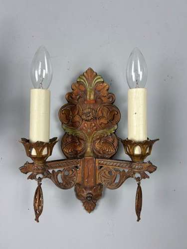 Pair of American Cast Iron Polychrome Antique Wall Lights