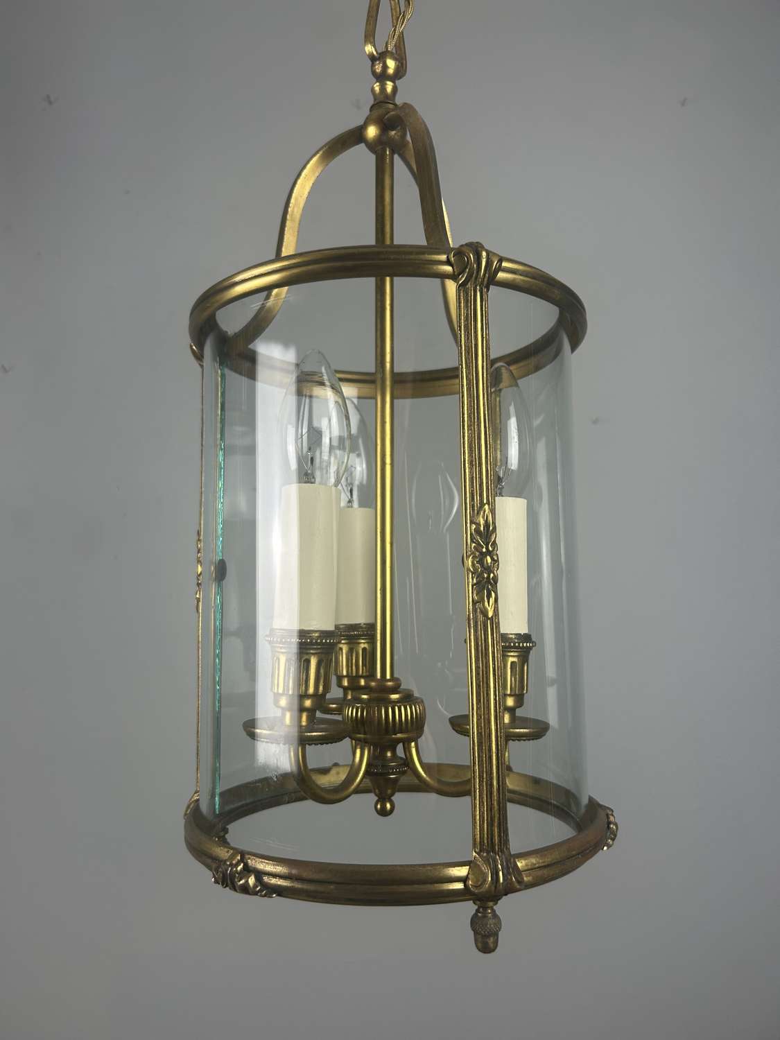 French Gilded Triple Light Antique Lantern