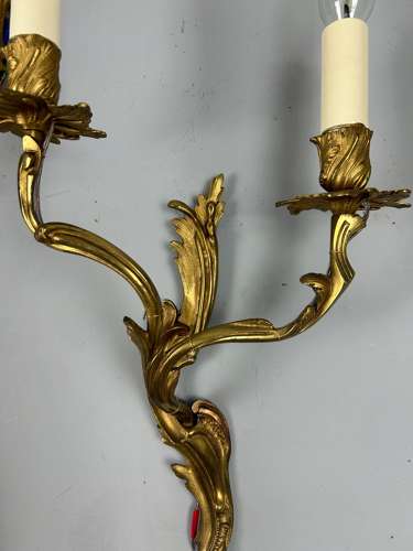 Set Of 4 French Gilded Twin Arm Antique Wall Lights