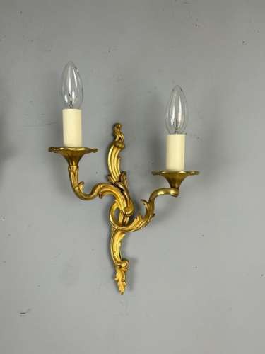 Pair of French Gilt Brass Antique Wall Lights