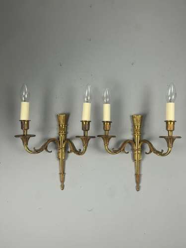 French Pair Of Gilded Bronze Antique Wall Lights
