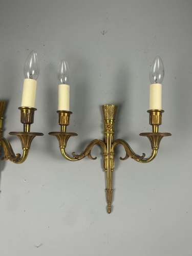 French Pair Of Gilded Bronze Antique Wall Lights