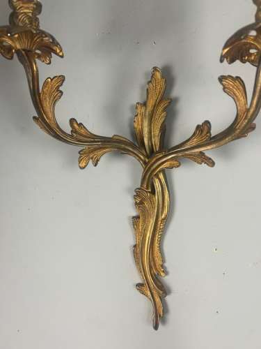 Set of 3 Aged Gilt Brass French Antique Wall Lights