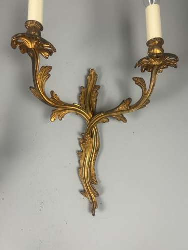 Set of 3 Aged Gilt Brass French Antique Wall Lights