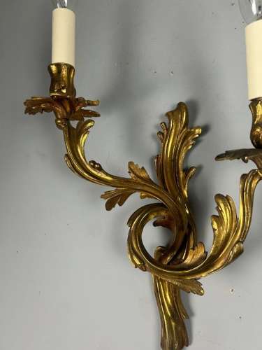 Pair Of French Gilt Brass Antique Wall Lights