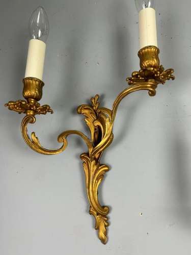 French Pair Of Gilt Brass Antique Wall Lights