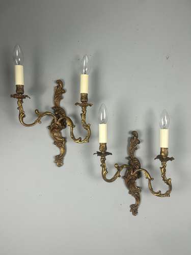 Pair Of French Gilt Brass Antique Wall Lights