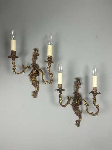 Pair Of French Gilt Brass Antique Wall Lights