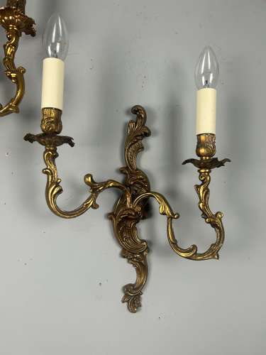 Pair Of French Gilt Brass Antique Wall Lights