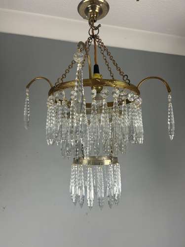 Three Tier Glass Chandelier, Ceiling Light
