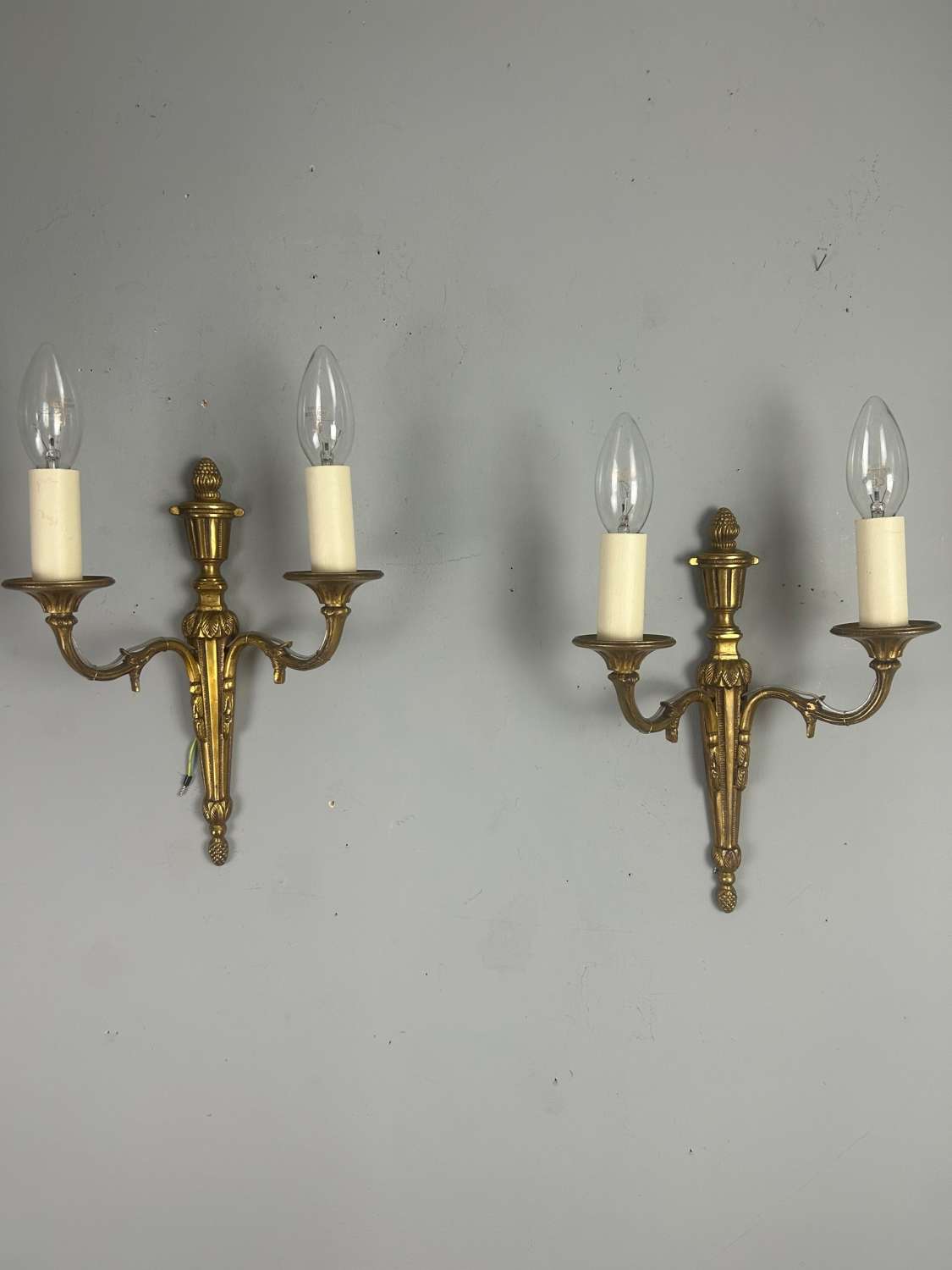 French Pair Of Gilt Brass Antique Wall Lights