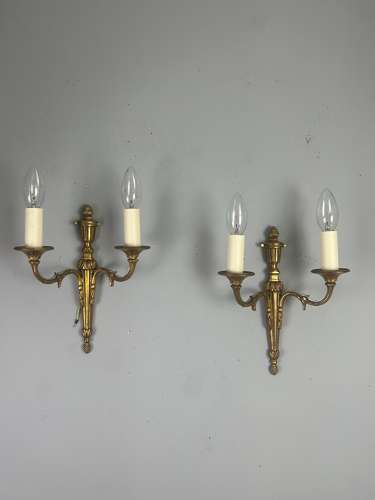 French Pair Of Gilt Brass Antique Wall Lights