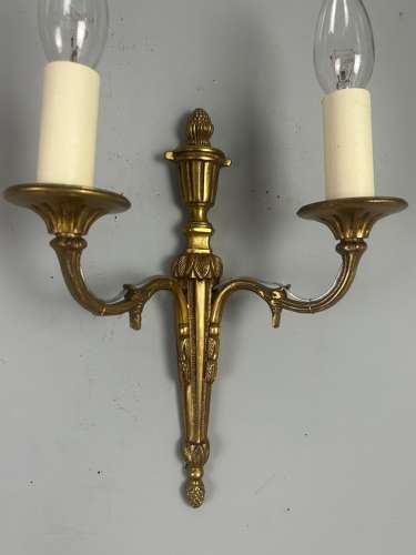 French Pair Of Gilt Brass Antique Wall Lights