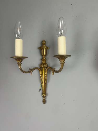 French Pair Of Gilt Brass Antique Wall Lights