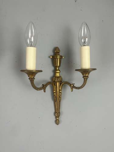 French Pair Of Gilt Brass Antique Wall Lights