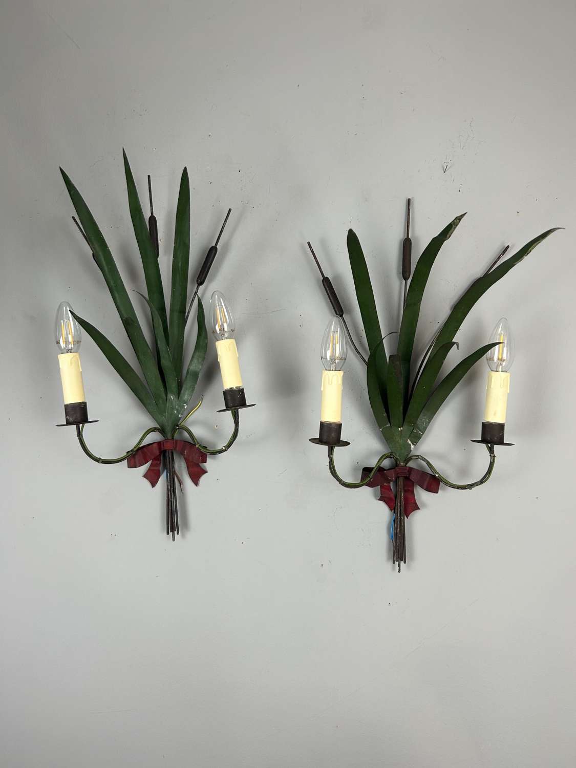 Pair Of French Wheatsheaf Antique Wall Lights