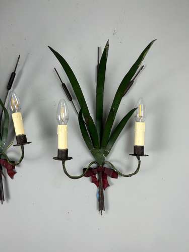 Pair Of French Wheatsheaf Antique Wall Lights