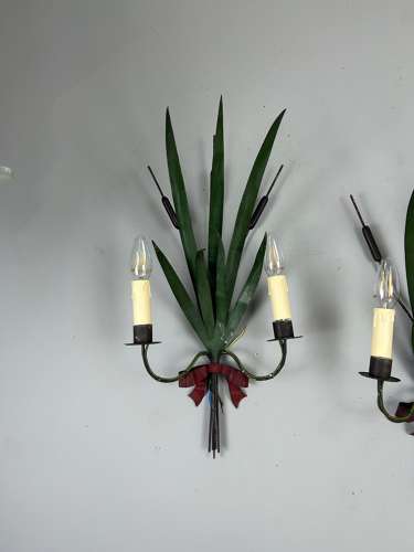 Pair Of French Wheatsheaf Antique Wall Lights