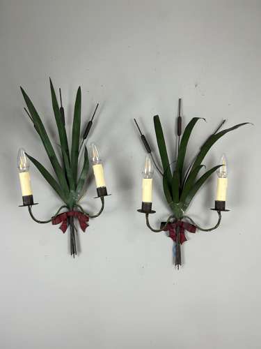 Pair Of French Wheatsheaf Antique Wall Lights