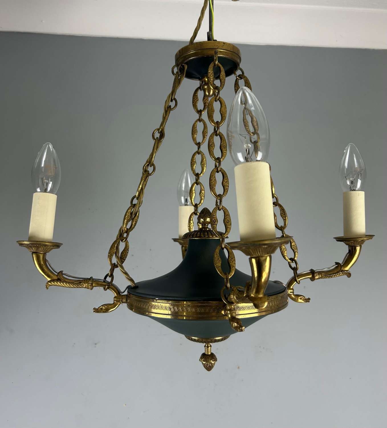 French 4 Arm Empire Antique Chandelier
