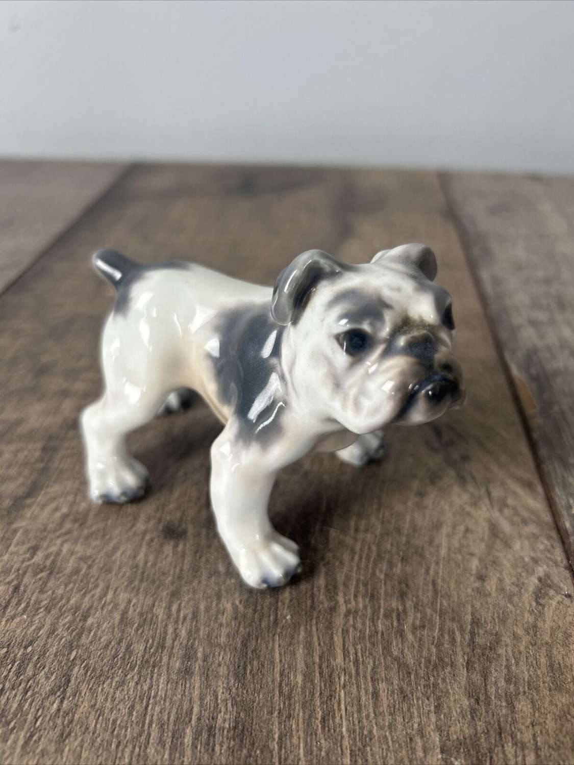 Vintage Denmark Porcelain Figurine Dog Bulldog Hand Painted Sculptor D