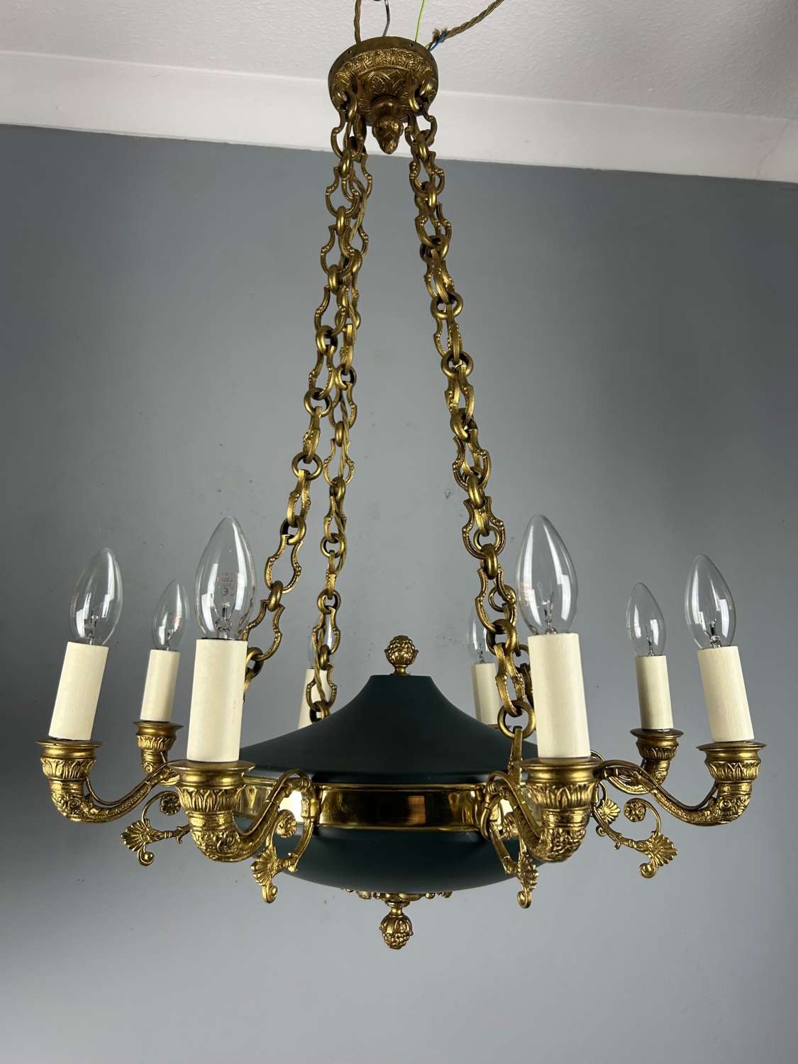 French 8 Arm Empire Antique Chandelier