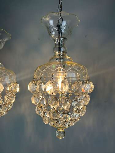 Pair Of Lustre Chandelier Ceiling Lights, Rewired
