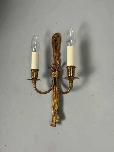 French Pair Of Gilded Brass Antique Wall Lights