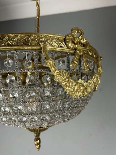 Brass Half Basket Empire Chandelier