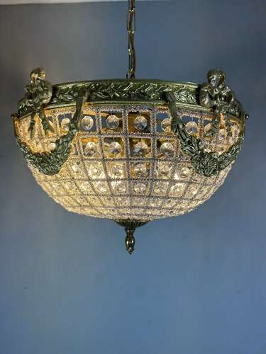 Brass Half Basket Empire Chandelier