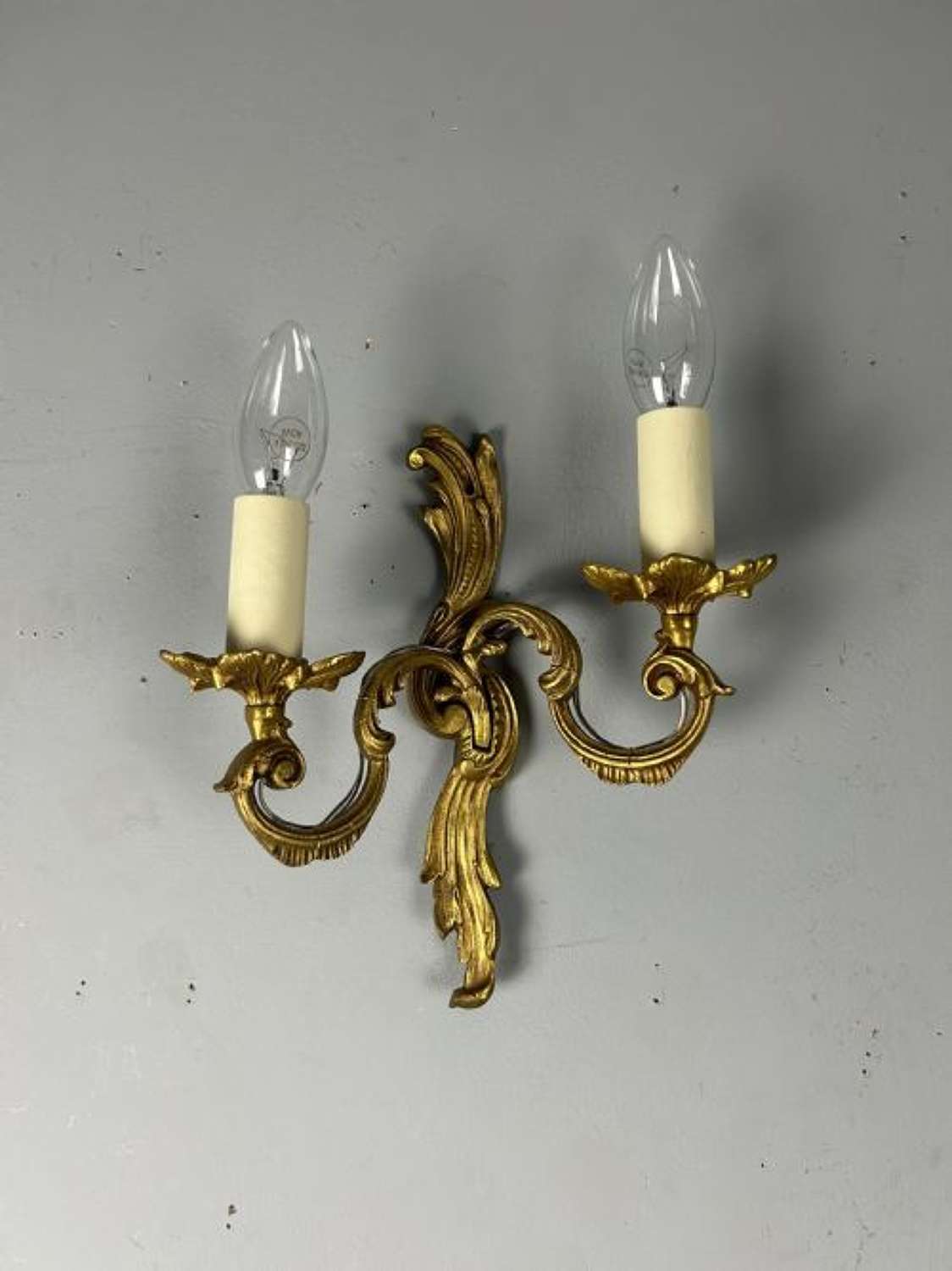 Single French Gilded Twin Arm Antique Wall Light