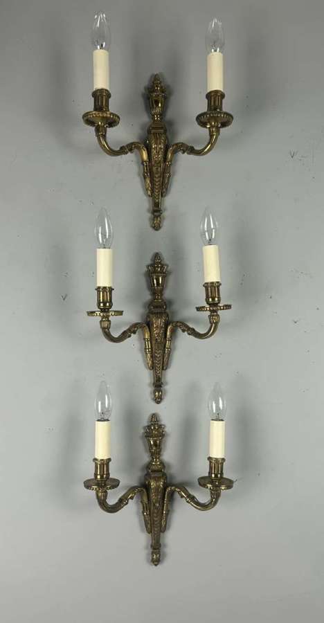 Set Of 3 French Bronze Antique Wall Lights