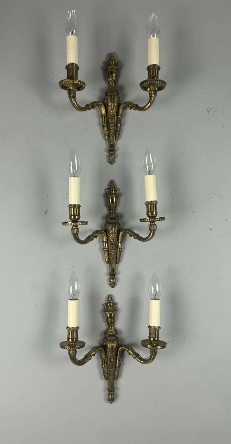 Set Of 3 French Bronze Antique Wall Lights