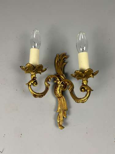 Single French Gilded Twin Arm Antique Wall Light