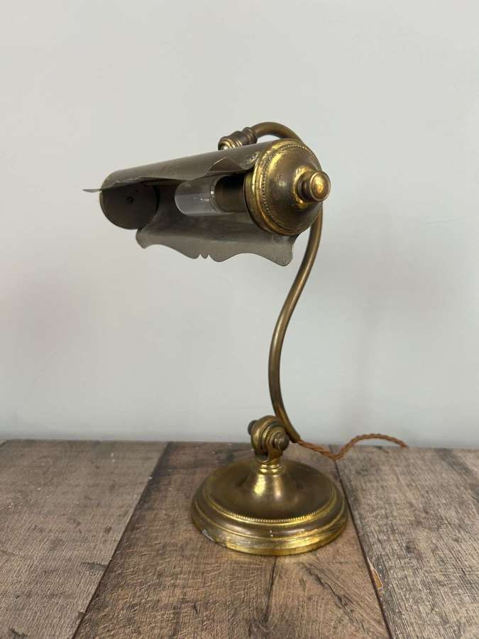 French Aged Brass Adjustable Piano Desk Table Lamp