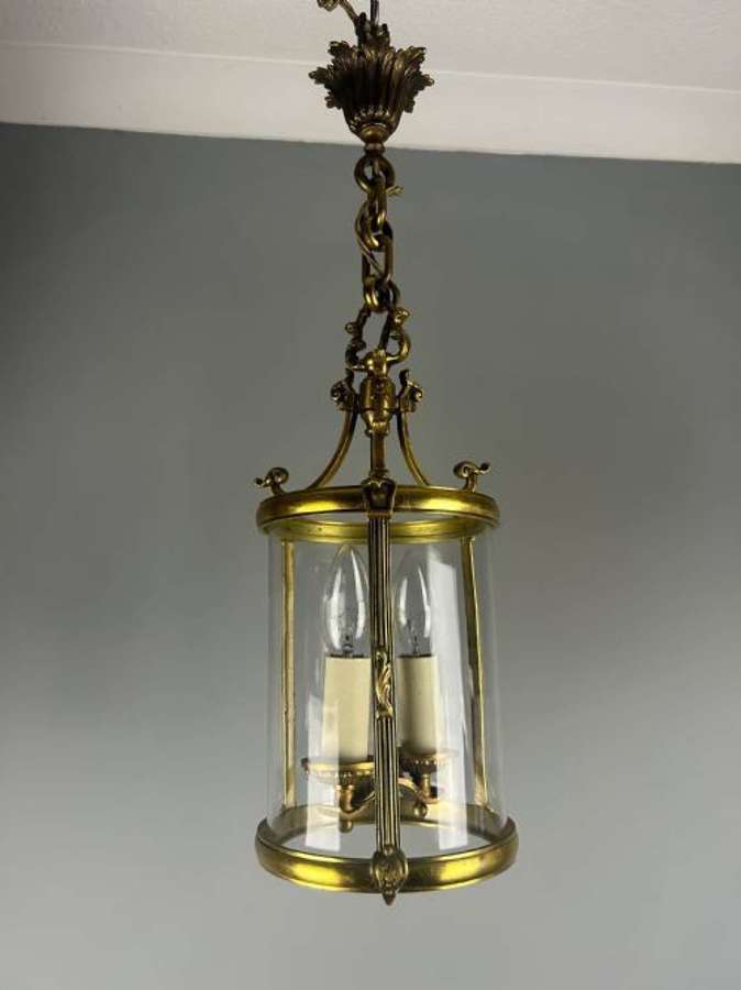 French Gilded Bronze Twin Light Hall Lantern, Rewired
